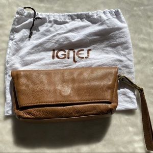 Ignes Leather Fold-Over Clutch Witt Suede Lining